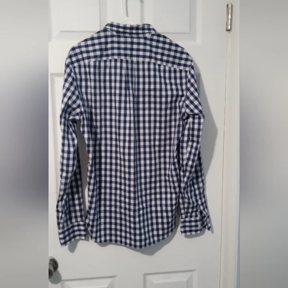 J. Crew Blue and White Plaid Button-Down Shirt